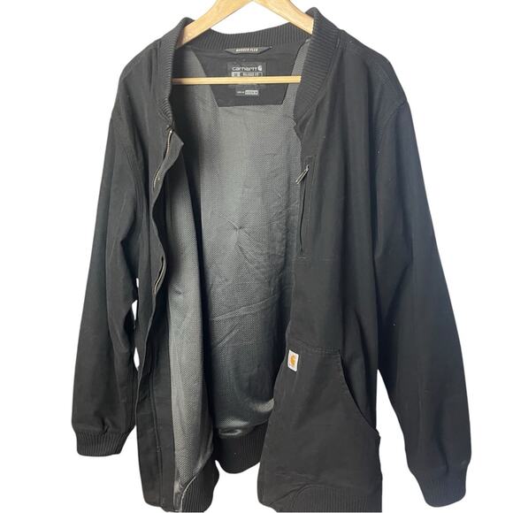 Women’s Carhartt Black Relaxed Fit Bomber Jacket, RUGGED FLEX®, Casual, 3X/26 - Picture 4 of 9
